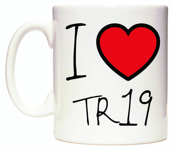 This mug features I Love TR19