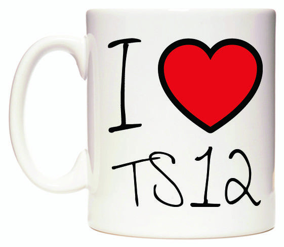 This mug features I Love TS12