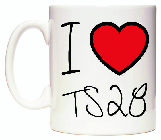 This mug features I Love TS28