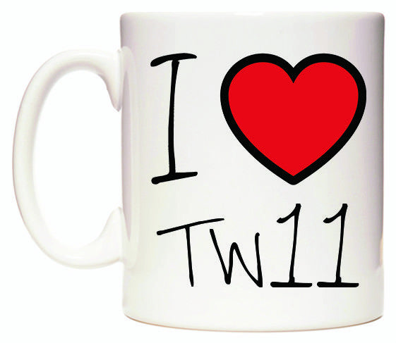 This mug features I Love TW11
