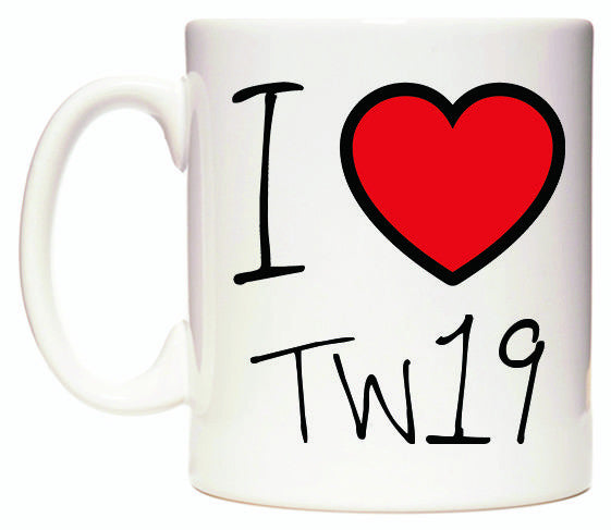 This mug features I Love TW19