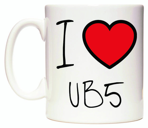This mug features I Love UB5