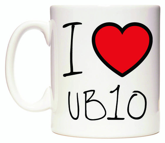 This mug features I Love UB10