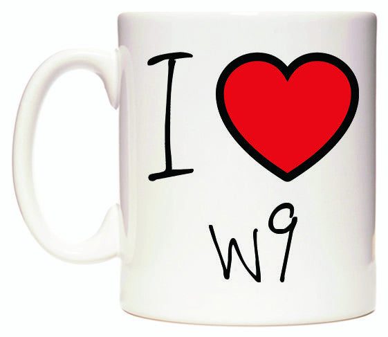 This mug features I Love W9