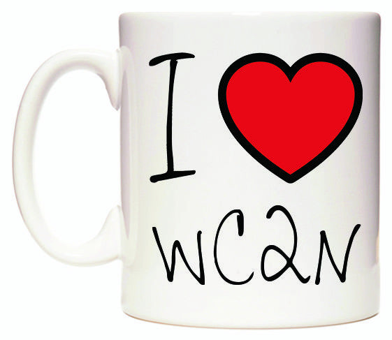 This mug features I Love WC2N