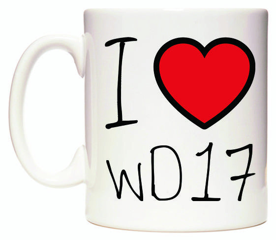 This mug features I Love WD17