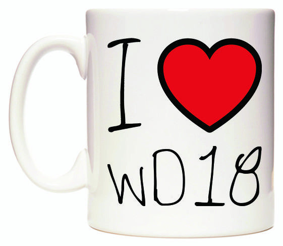 This mug features I Love WD18