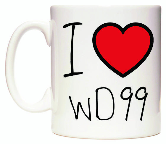 This mug features I Love WD99
