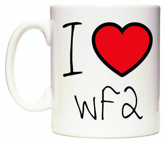 This mug features I Love WF2