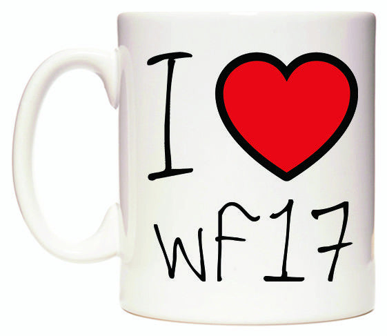 This mug features I Love WF17