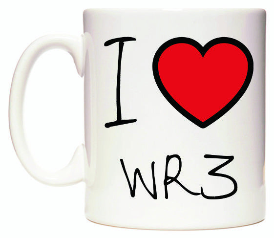 This mug features I Love WR3