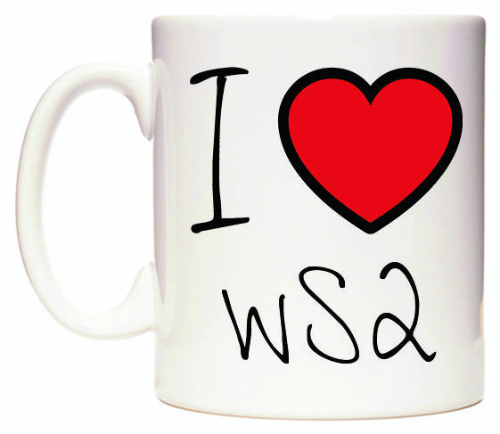 This mug features I Love WS2