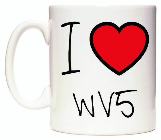 This mug features I Love WV5