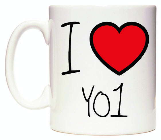This mug features I Love YO1