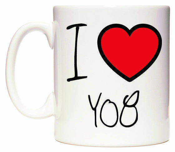 This mug features I Love YO8