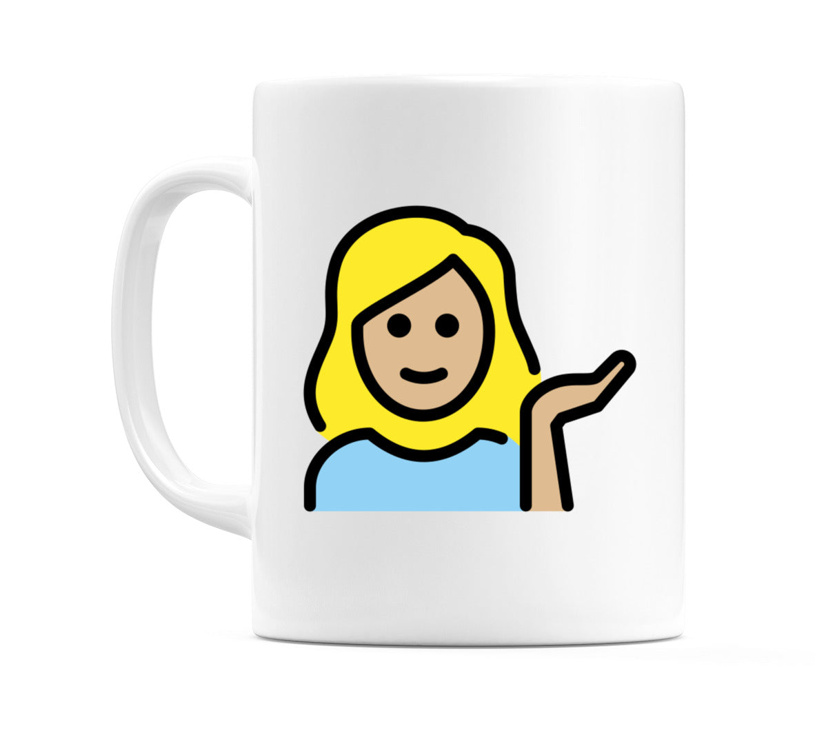 Female Tipping Hand: Medium-Light Skin Tone Emoji Mug