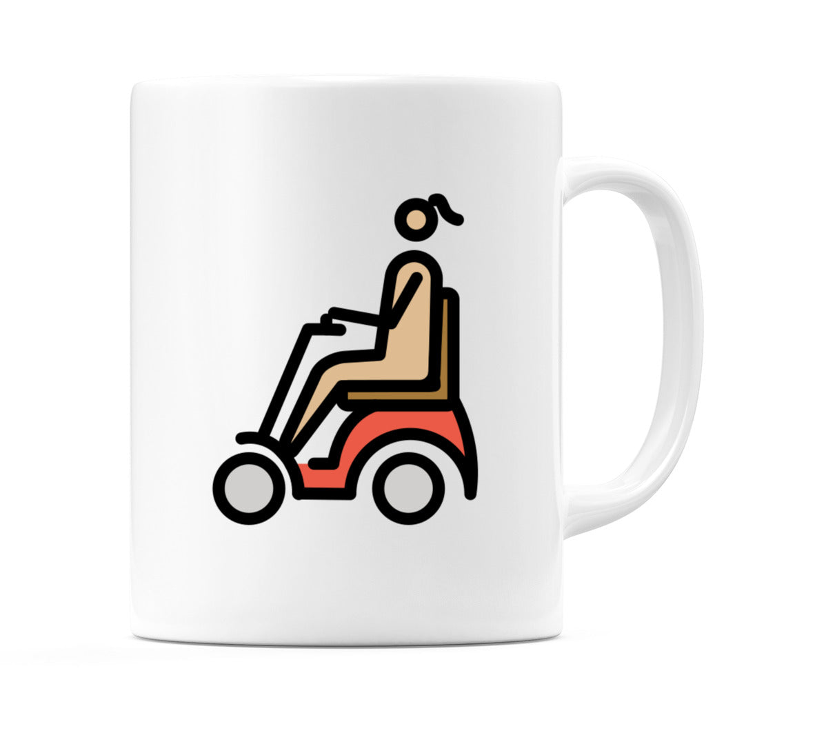 Female In Motorized Wheelchair: Medium-Light Skin Tone Emoji Mug