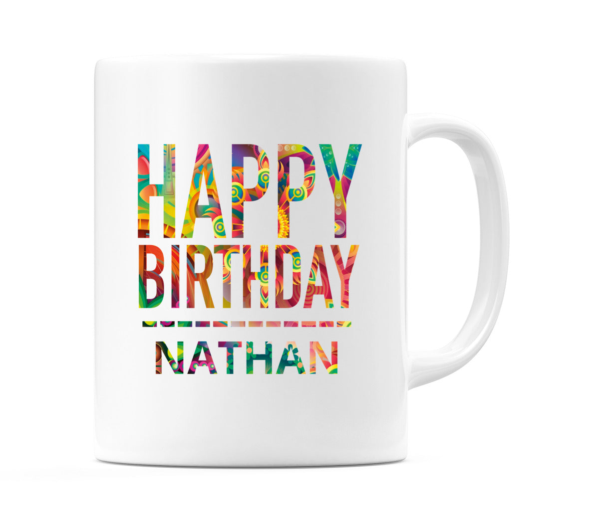 Happy Birthday Nathan (Tie Dye Effect) Mug Cup by WeDoMugs