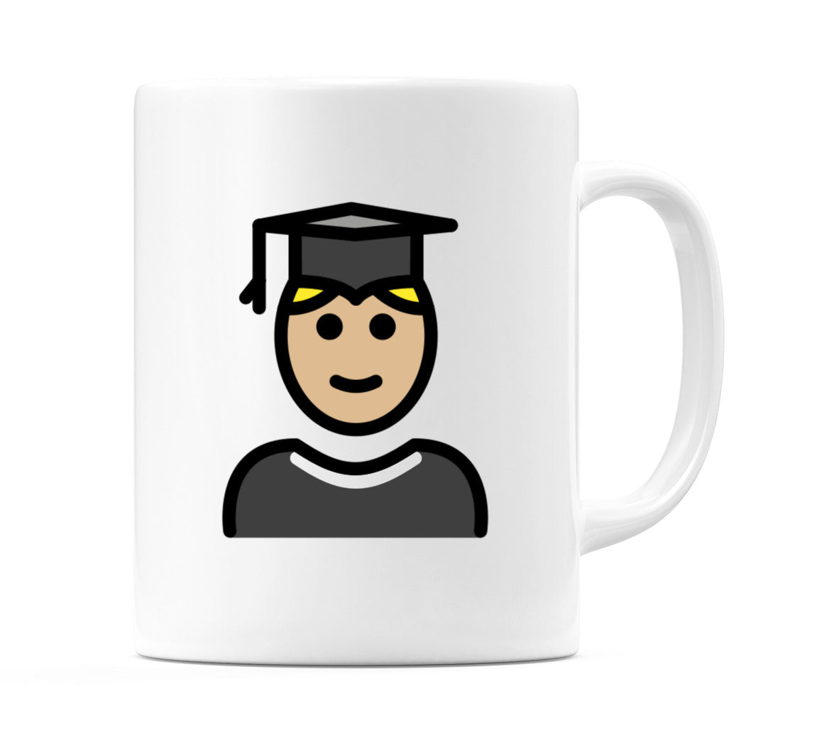 Male Student: Medium-Light Skin Tone Emoji Mug