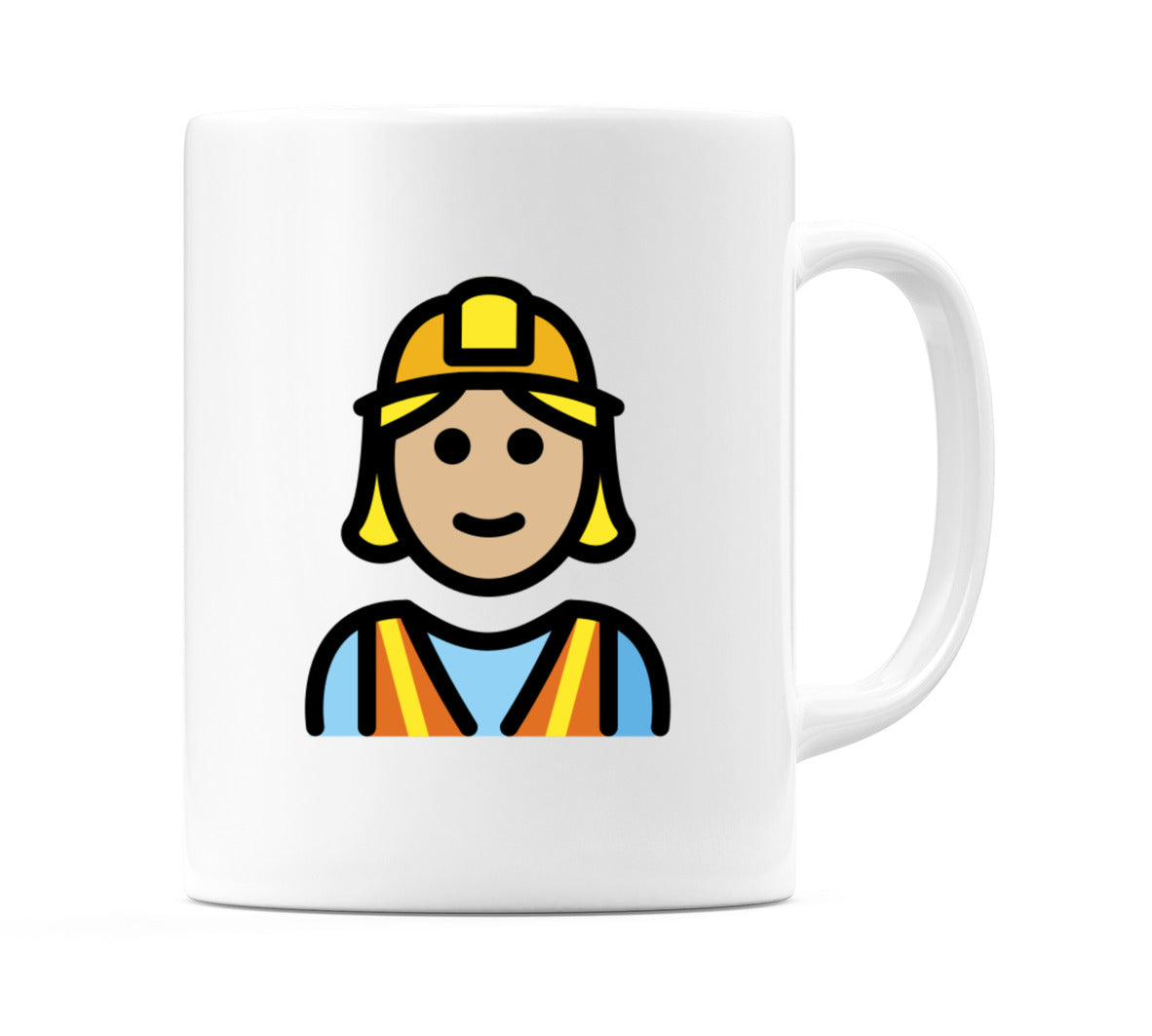 Female Construction Worker: Medium-Light Skin Tone Emoji Mug