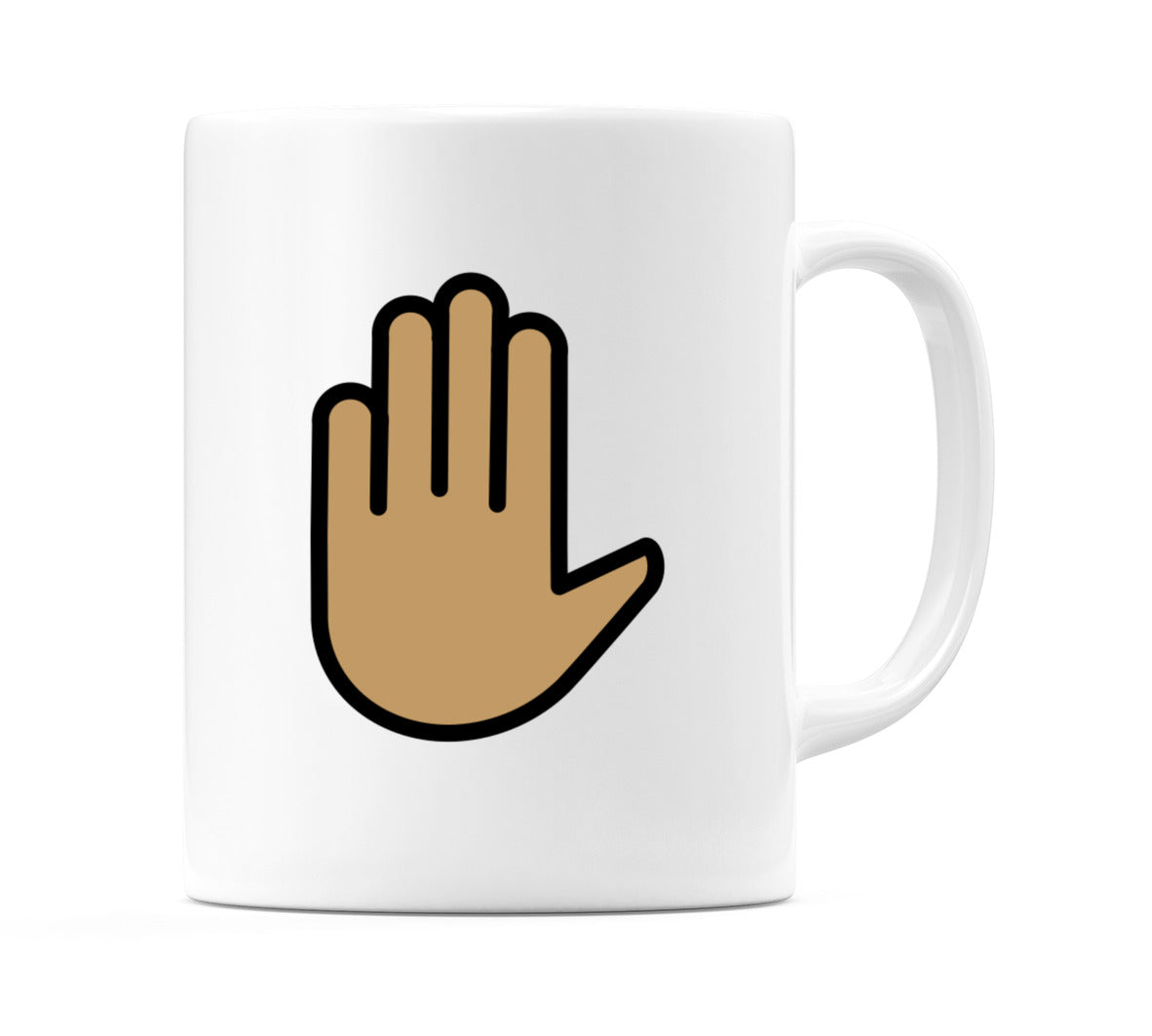 Raised Hand: Medium Skin Tone Emoji Mug