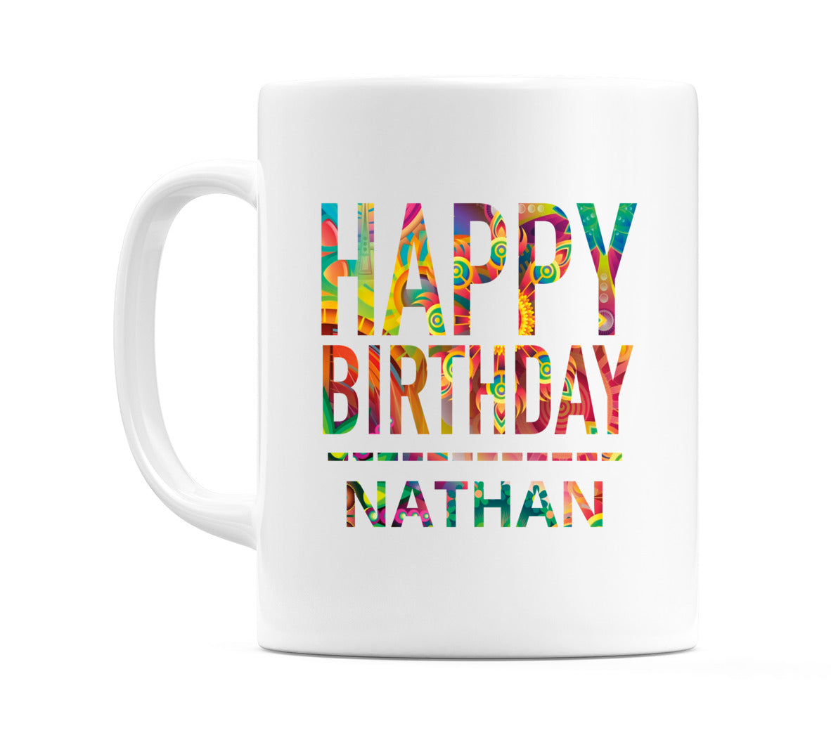 Happy Birthday Nathan (Tie Dye Effect) Mug Cup by WeDoMugs