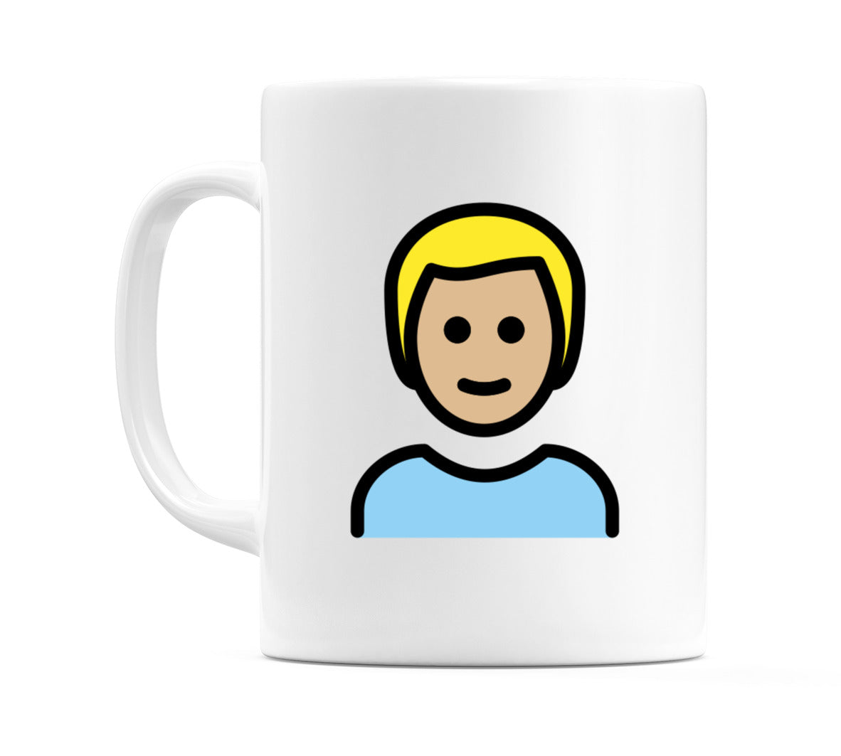 Male: Medium-Light Skin Tone, Blond Hair Emoji Mug