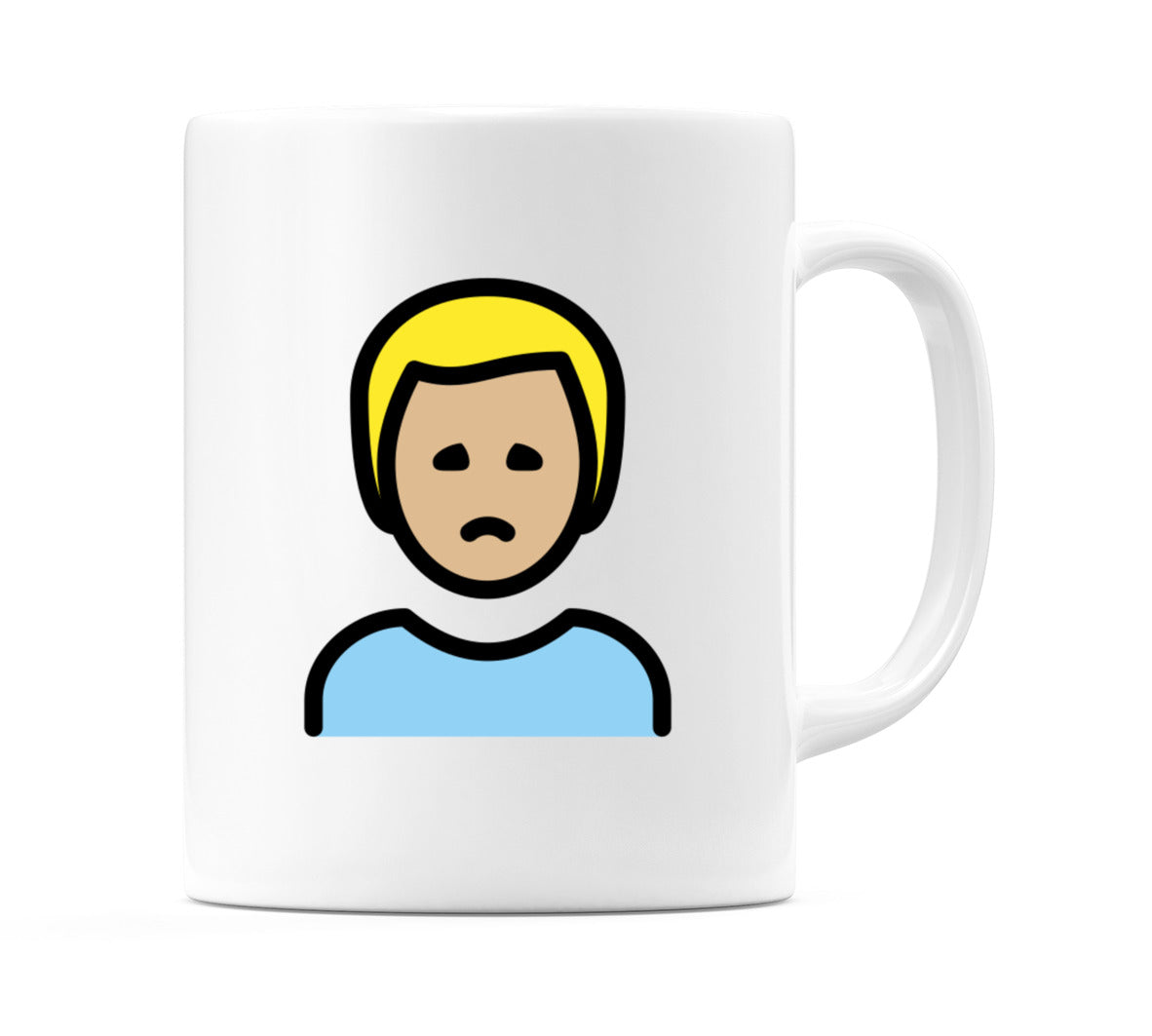 Male Frowning: Medium-Light Skin Tone Emoji Mug