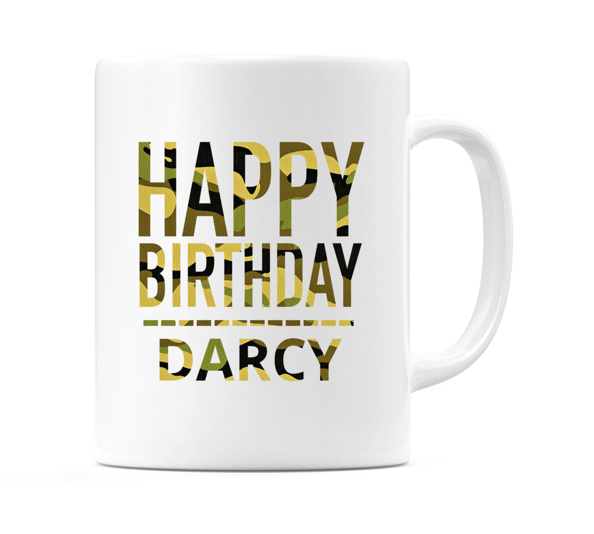 Happy Birthday Darcy (Camo) Mug Cup by WeDoMugs