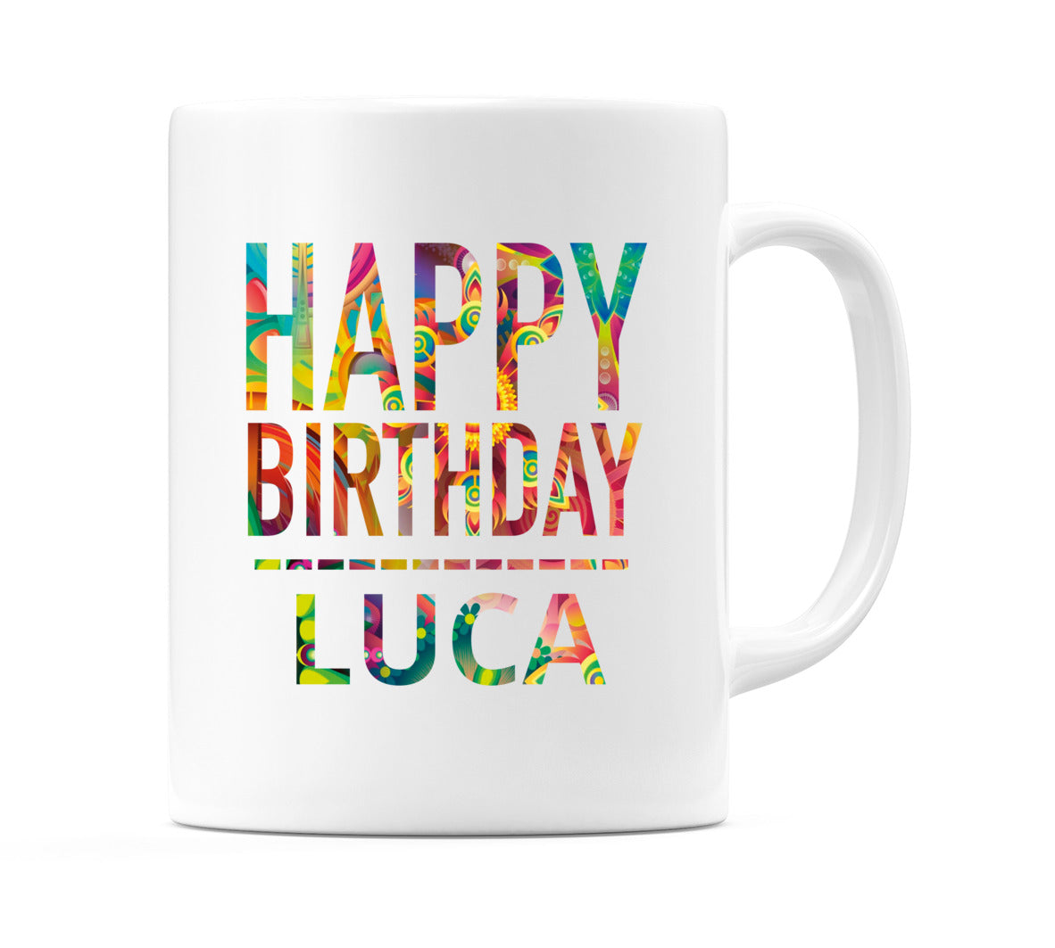 Happy Birthday Luca (Tie Dye Effect) Mug Cup by WeDoMugs