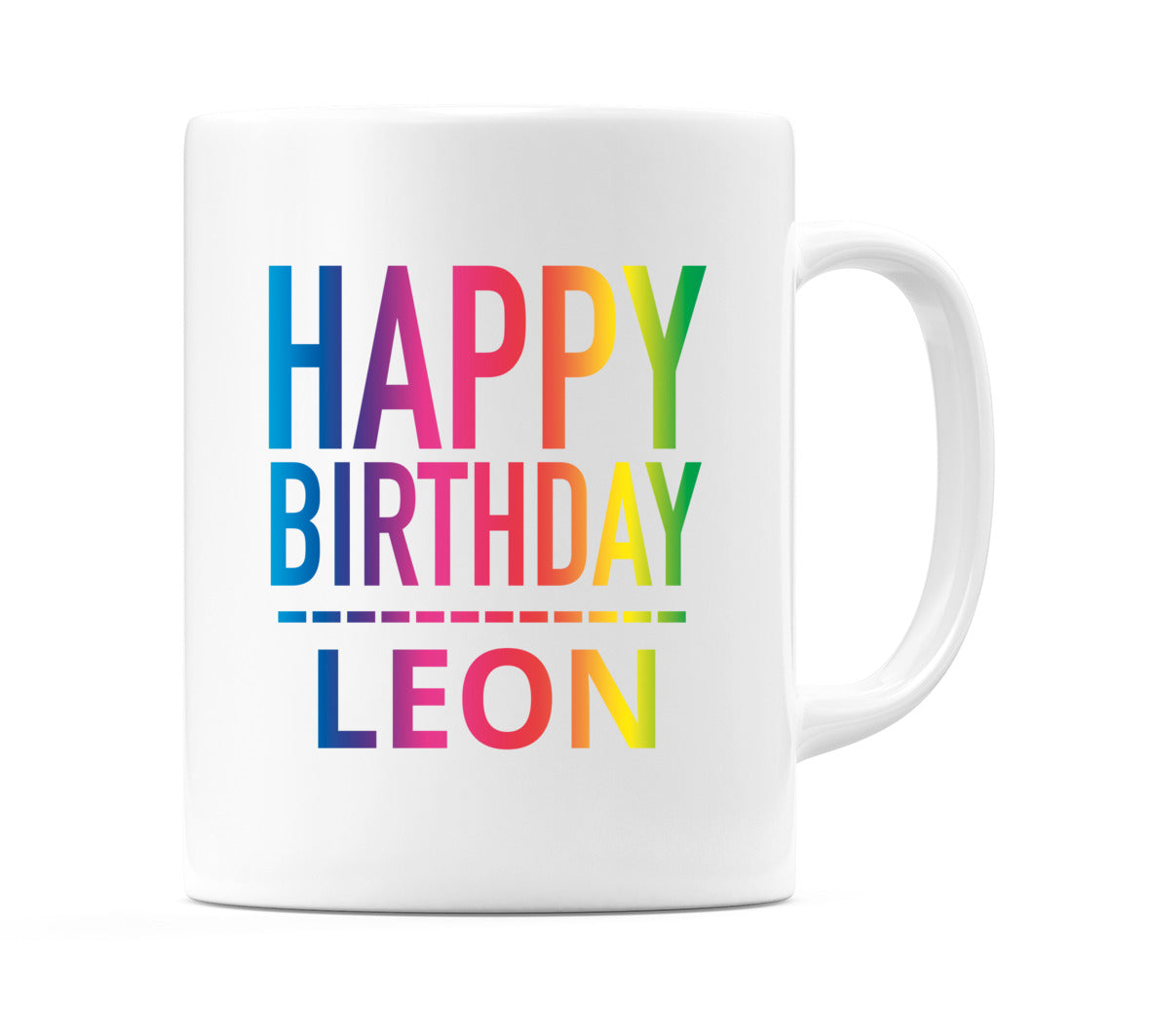 Happy Birthday Leon (Rainbow) Mug Cup by WeDoMugs