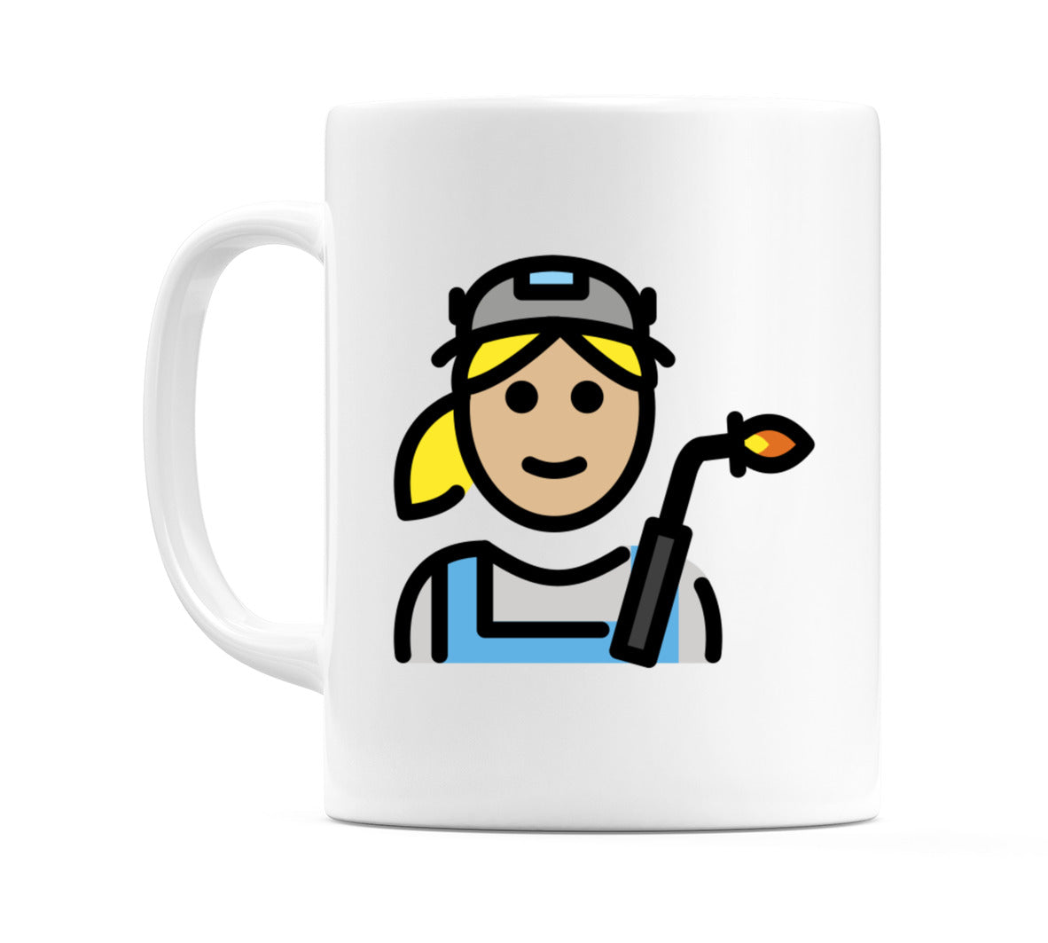 Female Factory Worker: Medium-Light Skin Tone Emoji Mug