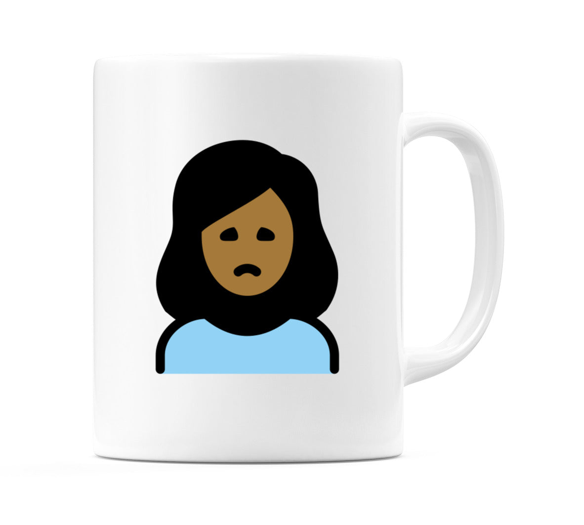 Female Frowning: Medium-Dark Skin Tone Emoji Mug