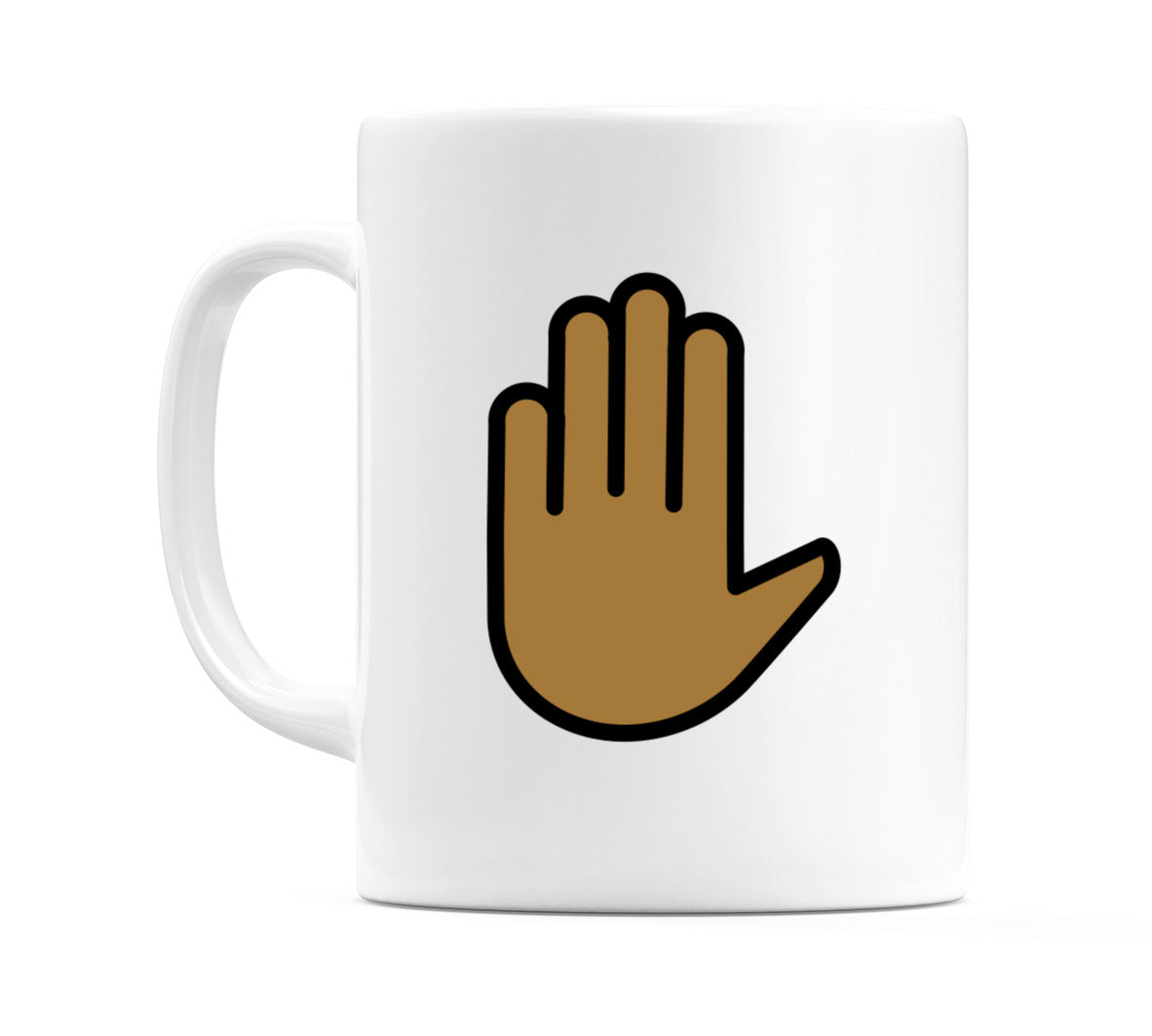 Raised Hand: Medium-Dark Skin Tone Emoji Mug