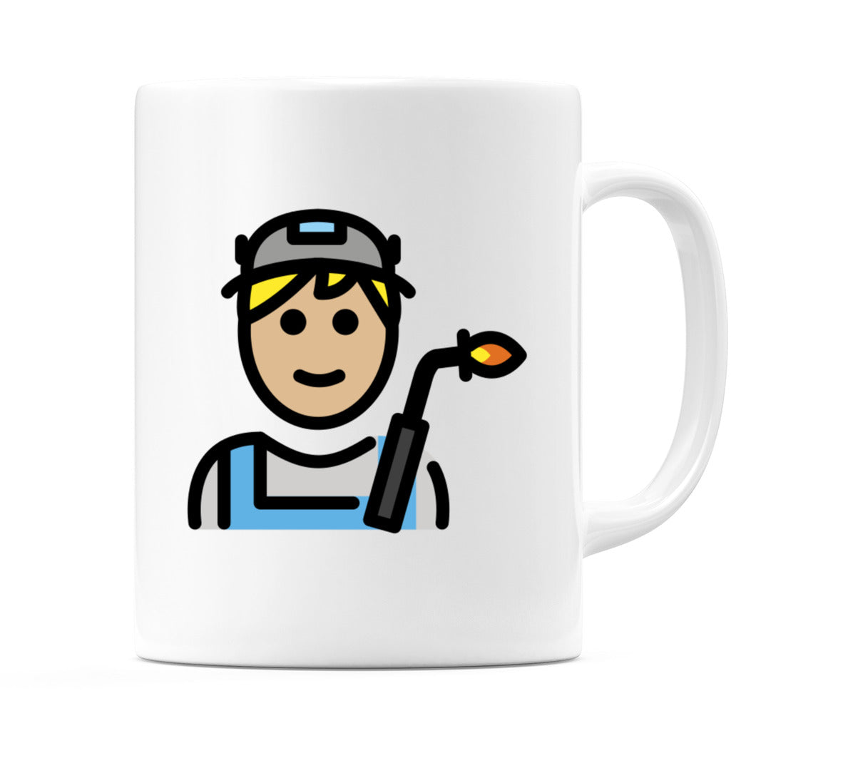 Male Factory Worker: Medium-Light Skin Tone Emoji Mug
