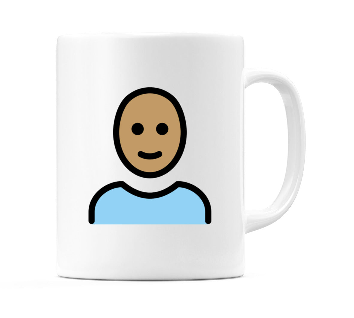 Male: Medium Skin Tone, Bald Emoji Mug
