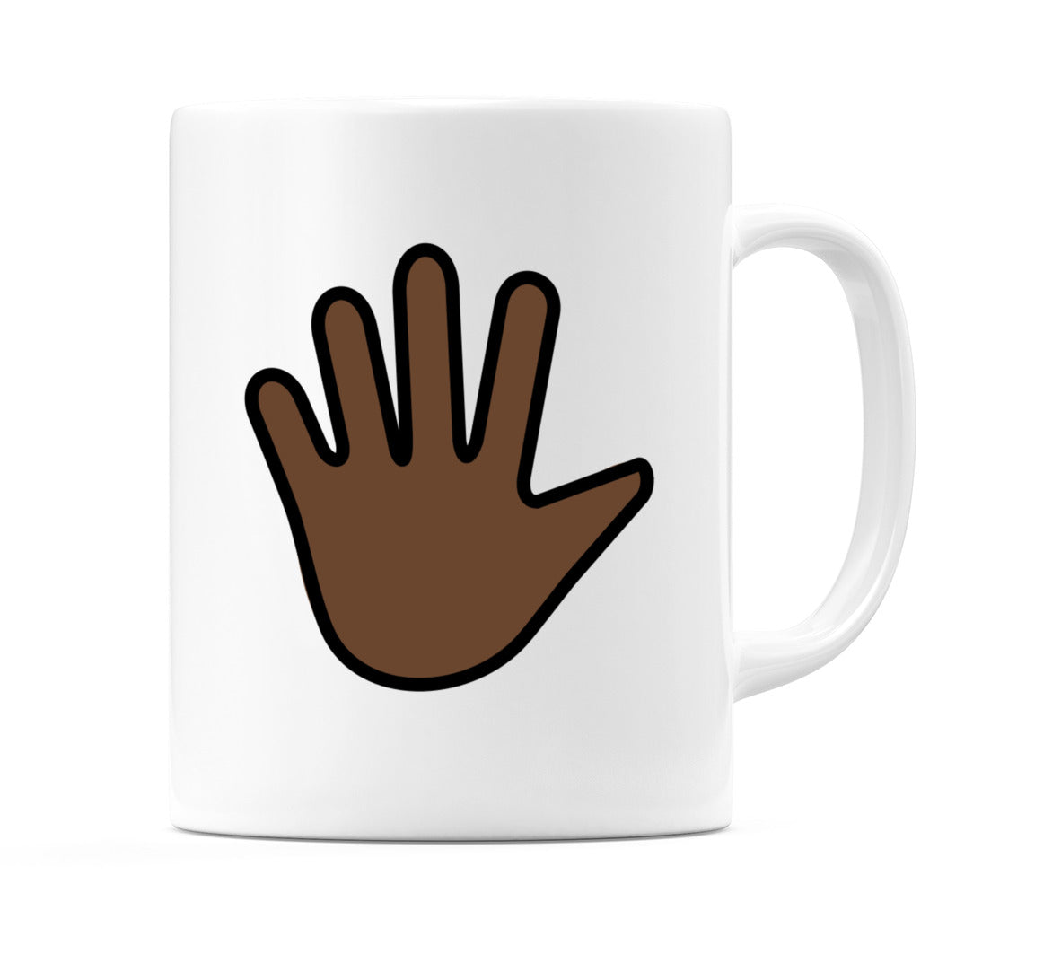 Hand With Fingers Splayed: Dark Skin Tone Emoji Mug