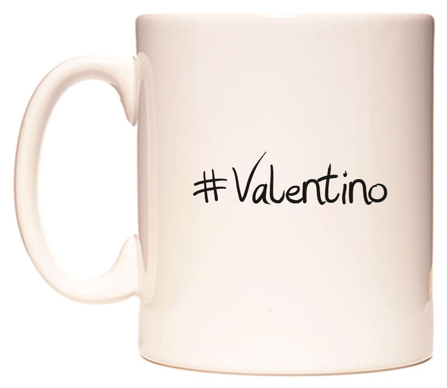 This mug features #Valentino