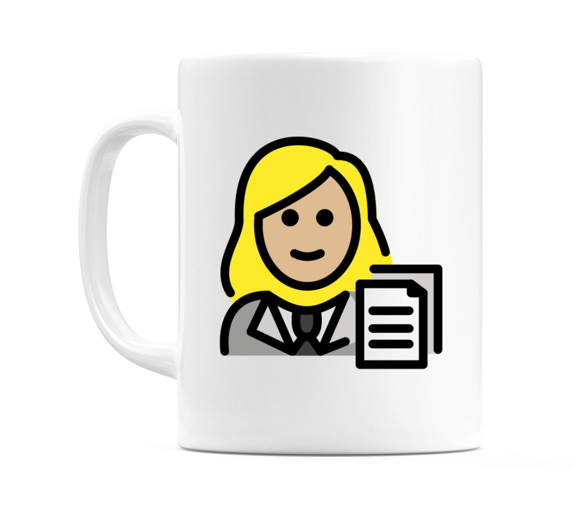 Female Office Worker: Medium-Light Skin Tone Emoji Mug