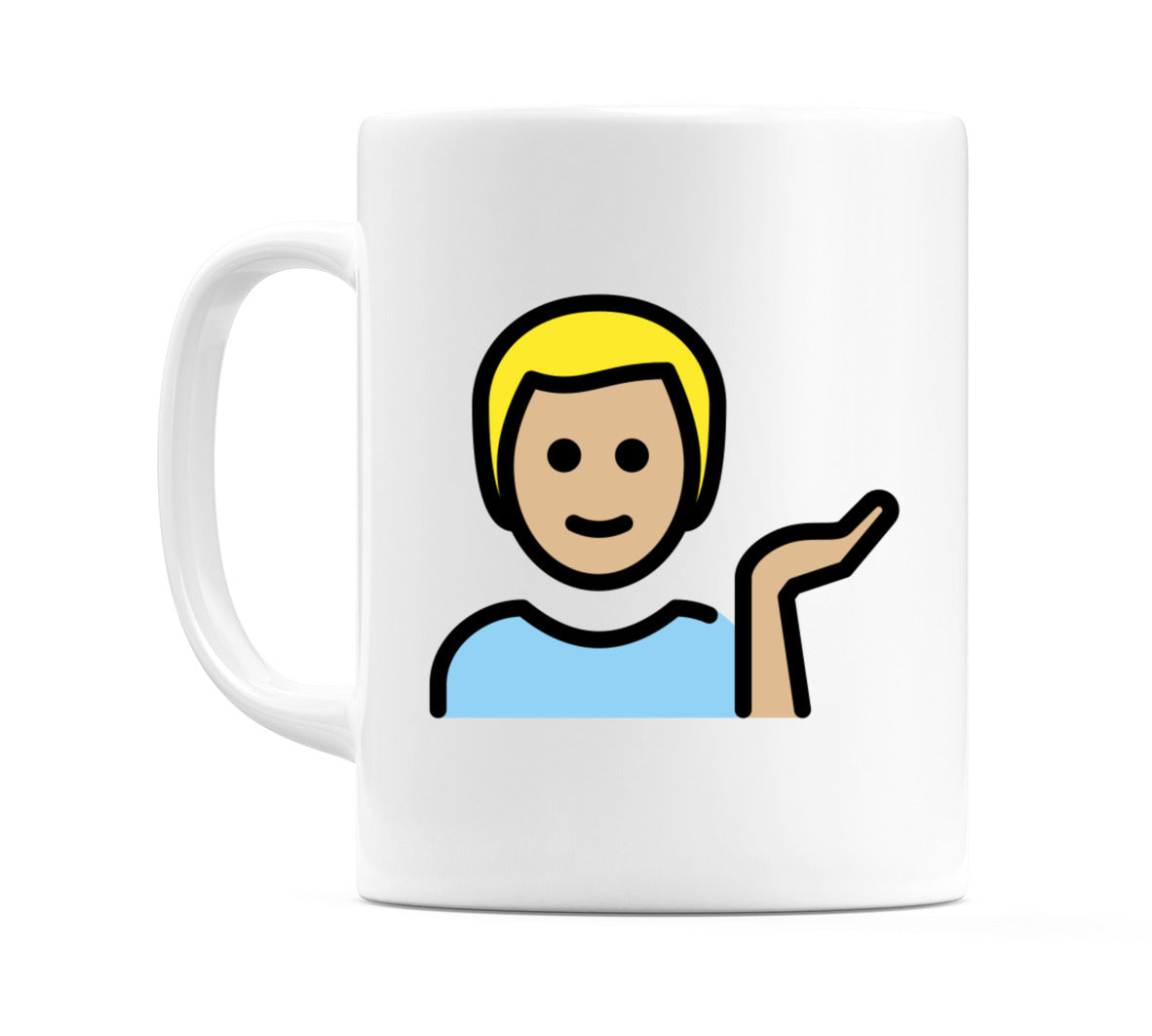 Male Tipping Hand: Medium-Light Skin Tone Emoji Mug