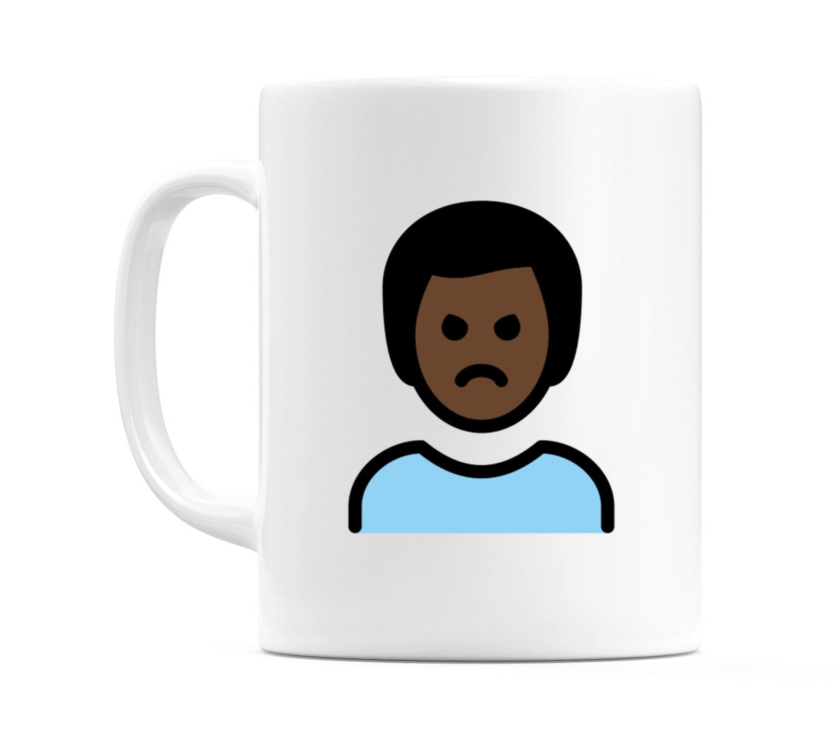 Male Pouting: Dark Skin Tone Emoji Mug
