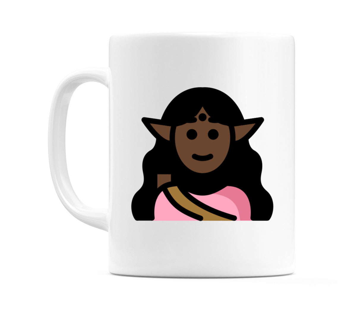 Female Elf: Dark Skin Tone Emoji Mug