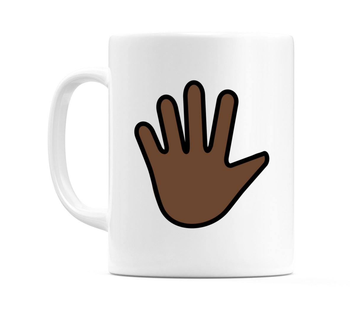 Hand With Fingers Splayed: Dark Skin Tone Emoji Mug