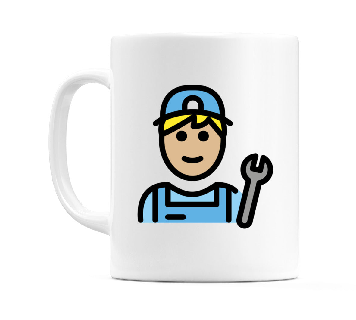Male Mechanic: Medium-Light Skin Tone Emoji Mug