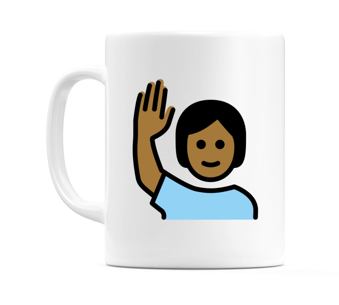 Person Raising Hand: Medium-Dark Skin Tone Emoji Mug