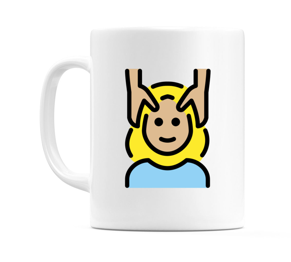 Female Getting Massage: Medium-Light Skin Tone Emoji Mug