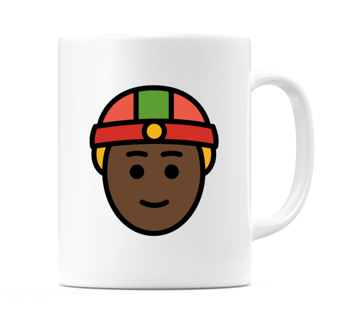 Male With Skullcap: Dark Skin Tone Emoji Mug