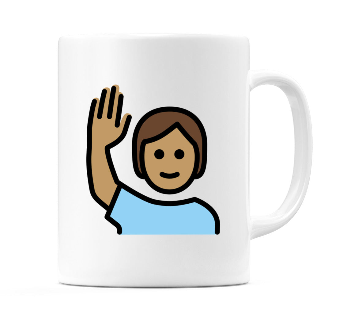 Person Raising Hand: Medium Skin Tone Emoji Mug