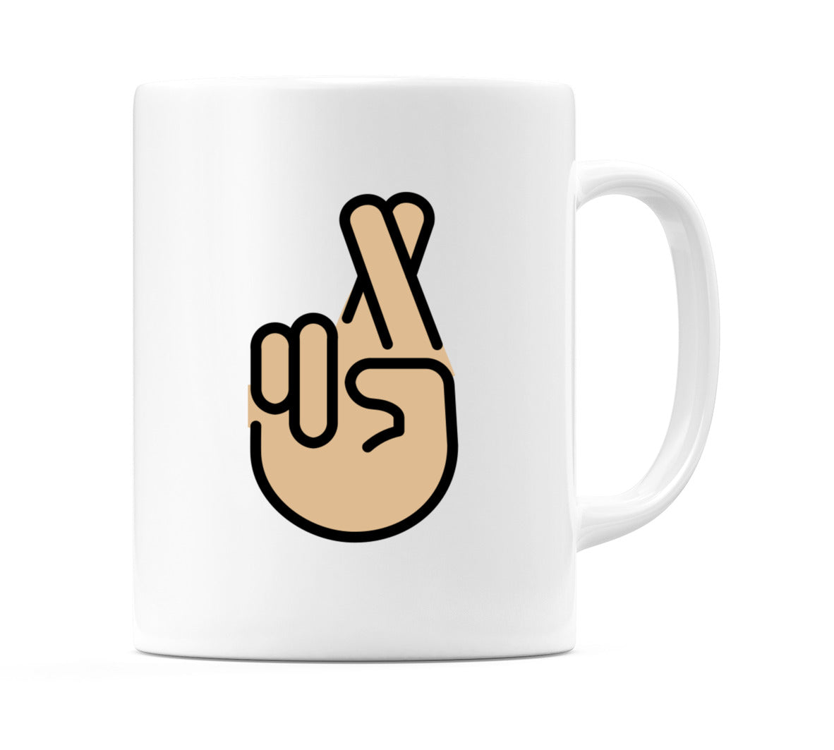 Crossed Fingers: Medium-Light Skin Tone Emoji Mug