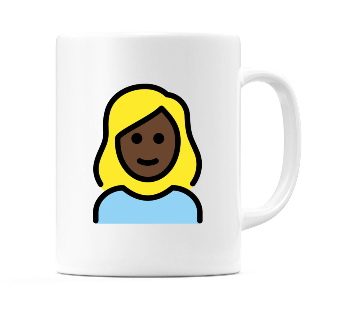 Female: Dark Skin Tone, Blond Hair Emoji Mug